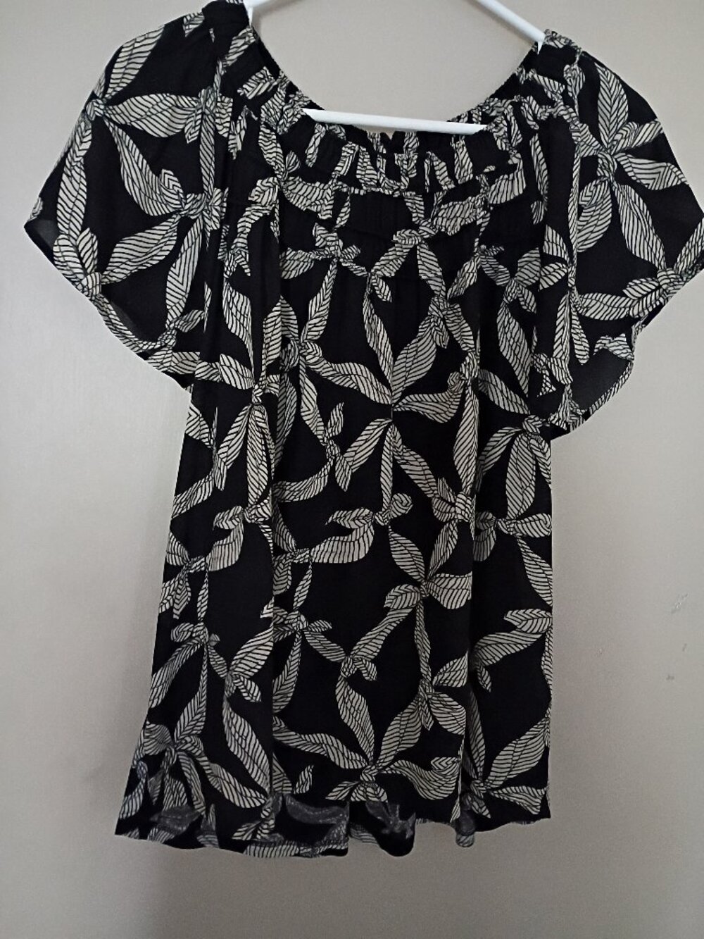 Loft Women's Blouse Top XL Black Beige